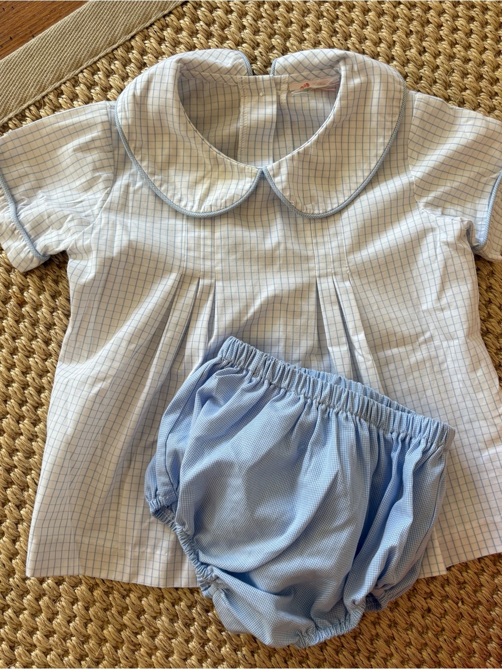 Classic Blue Check Peter Pan Collar Baby Set